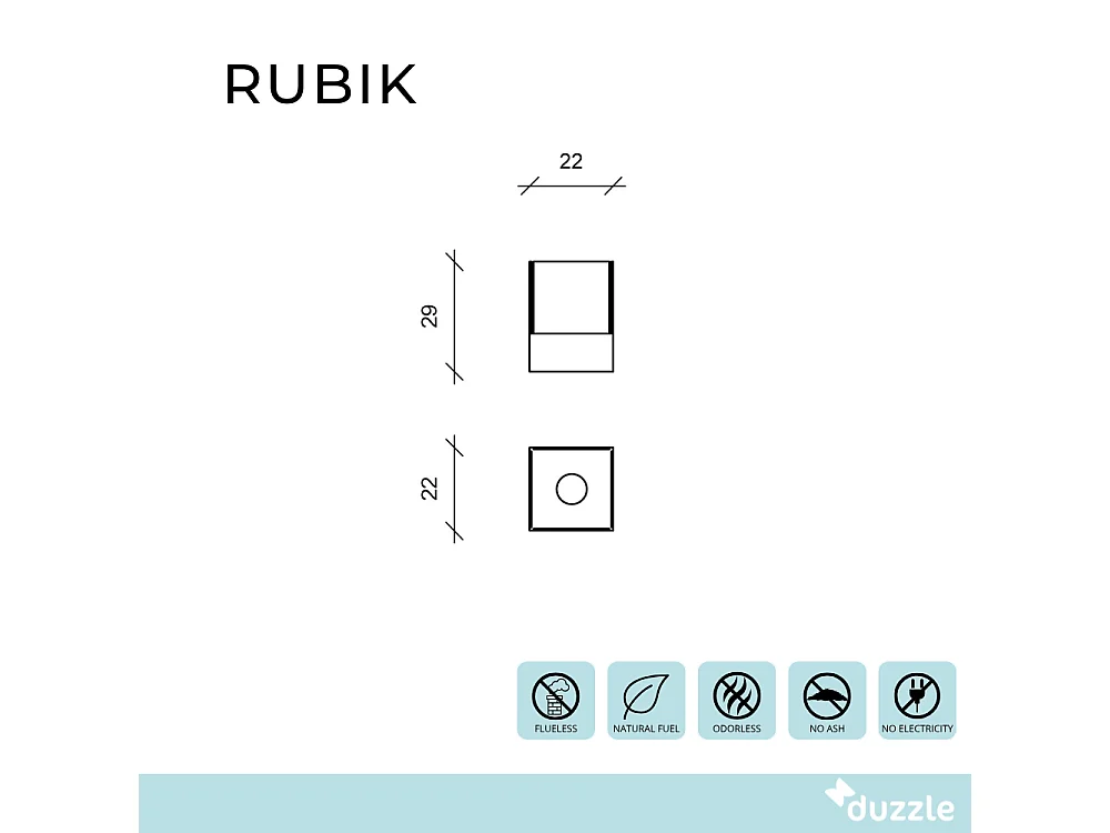 Rubik,  Biocamino da tavolo (22cm X 22cm H. 29cm)| Duzzle