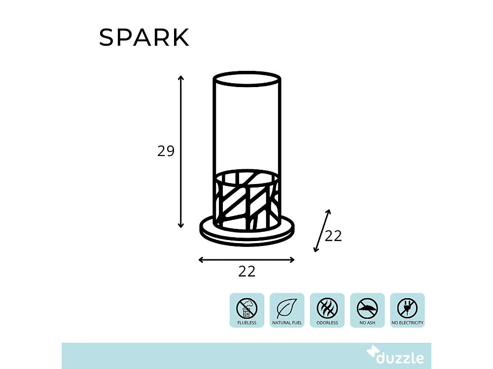 Spark,  Biocamino da tavolo (20.3cm X 20.3cm H. 50cm)| Duzzle
