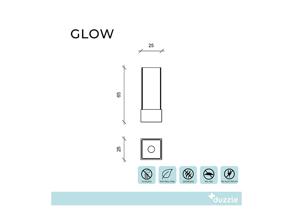 Glow,  Caminetto al bioetanolo (25cm X 25cm H. 65cm)| Duzzle
