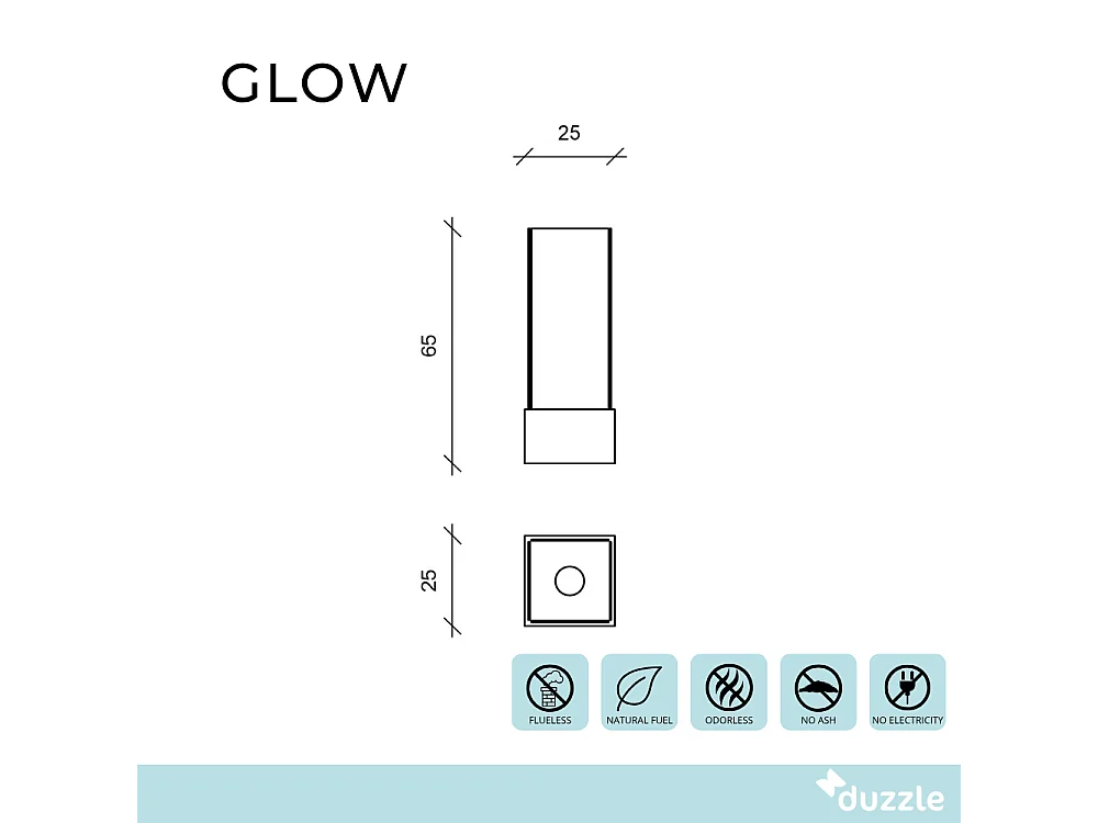 Glow,  Caminetto al bioetanolo (25cm X 25cm H. 65cm)| Duzzle