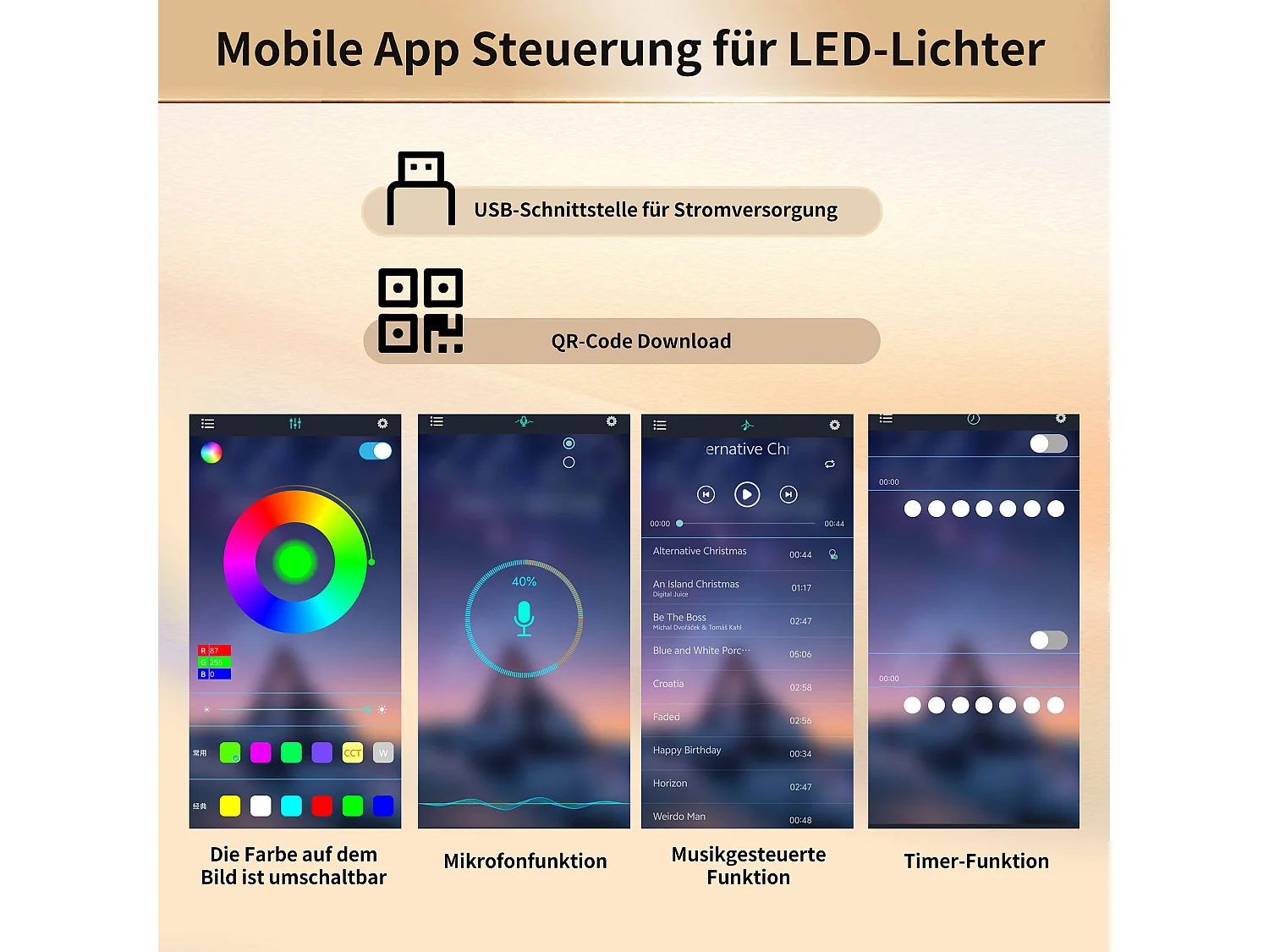 Credenza alta da cucina per soggiorno - 120 x 40 x 180 cm - con 1 cassetto + 6 ante + LED - Vetro + MDF + metallo - naturale