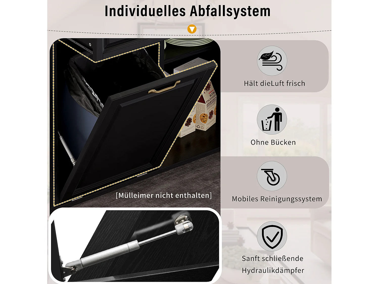 Îlot central extensible avec roulettes - 120 x 40/70 x 92 cm - avec 2 portes + 2 tiroirs - MDF - noir + naturel