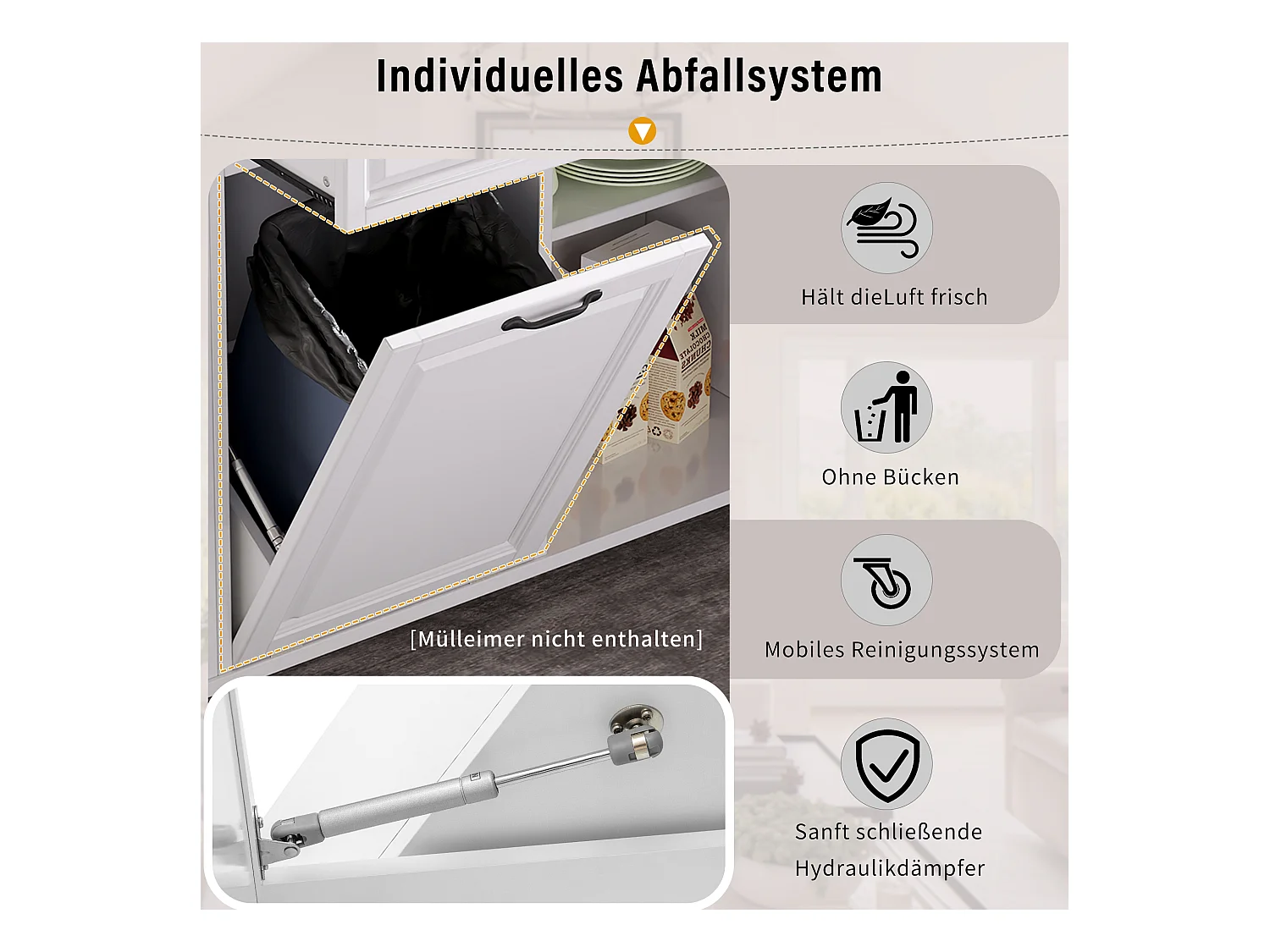 Ausziehbare Mittelinsel mit Rollen - 120 x 40/70 x 92 cm - mit 2 Türen + 2 Schubladen - MDF - Weiß + Natur