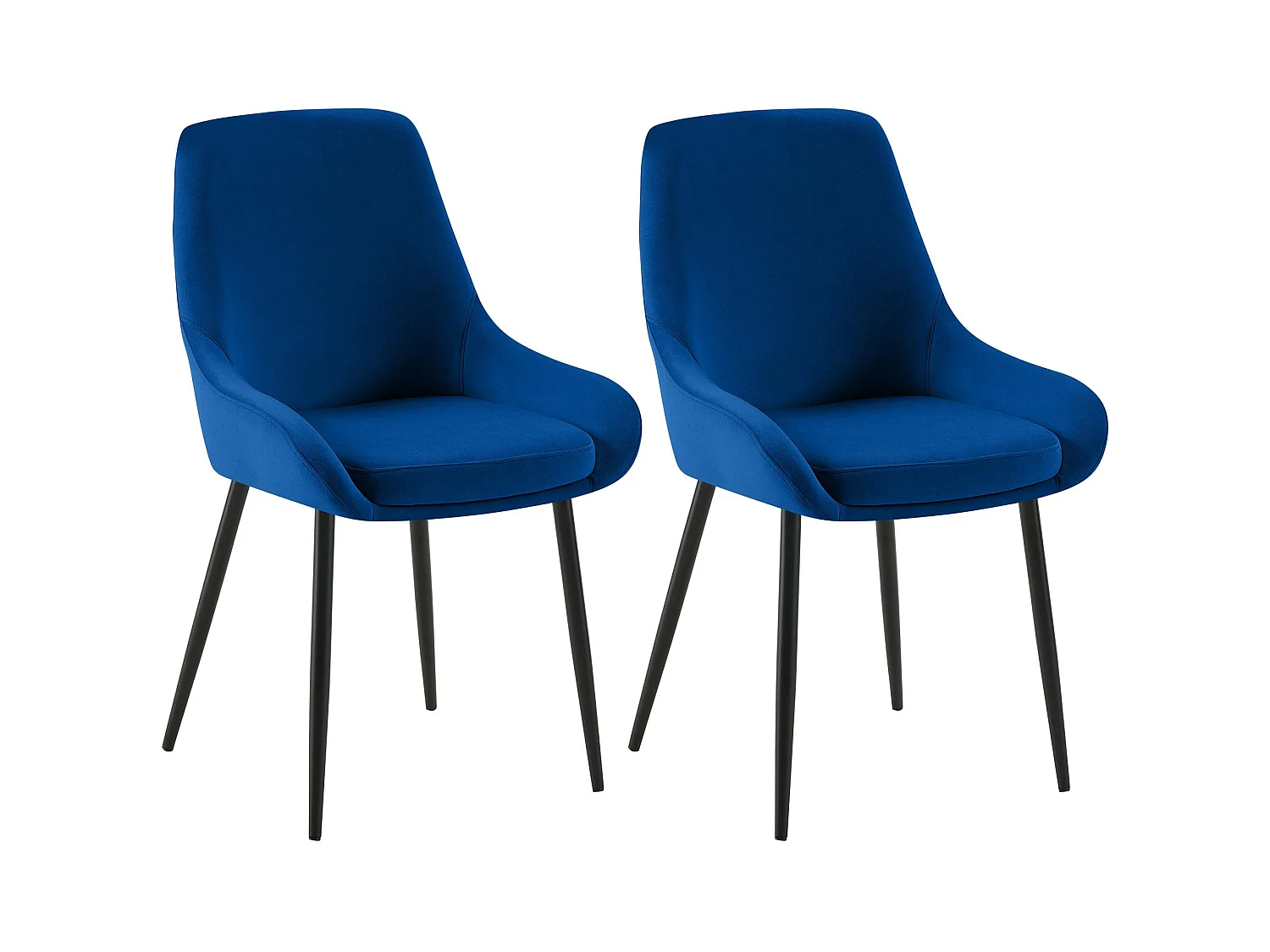 Lot de 2  chaise salle à manger - Velours - Bleu foncé - Elmira