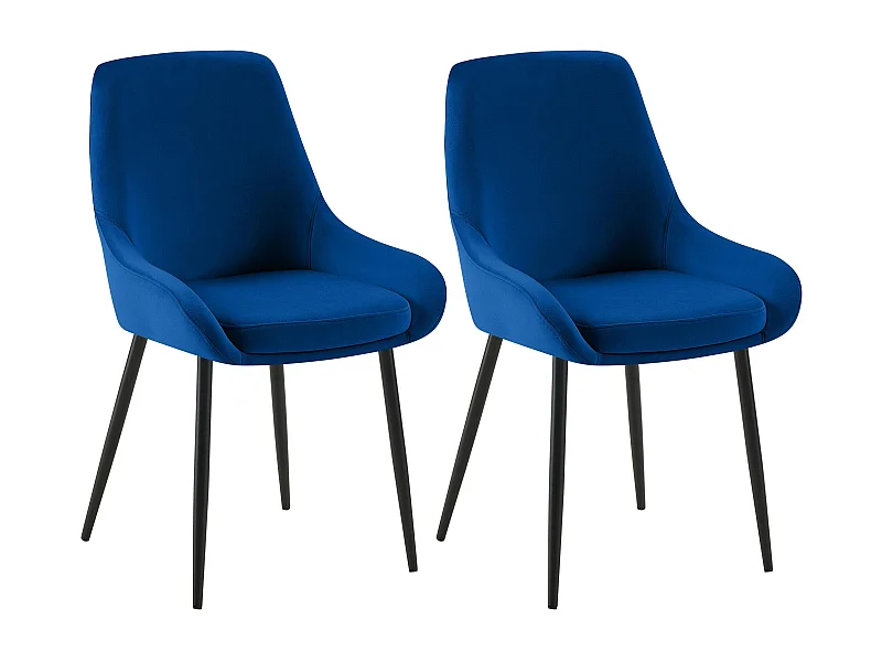 Lot de 2  chaise salle à manger - Velours - Bleu foncé - Elmira