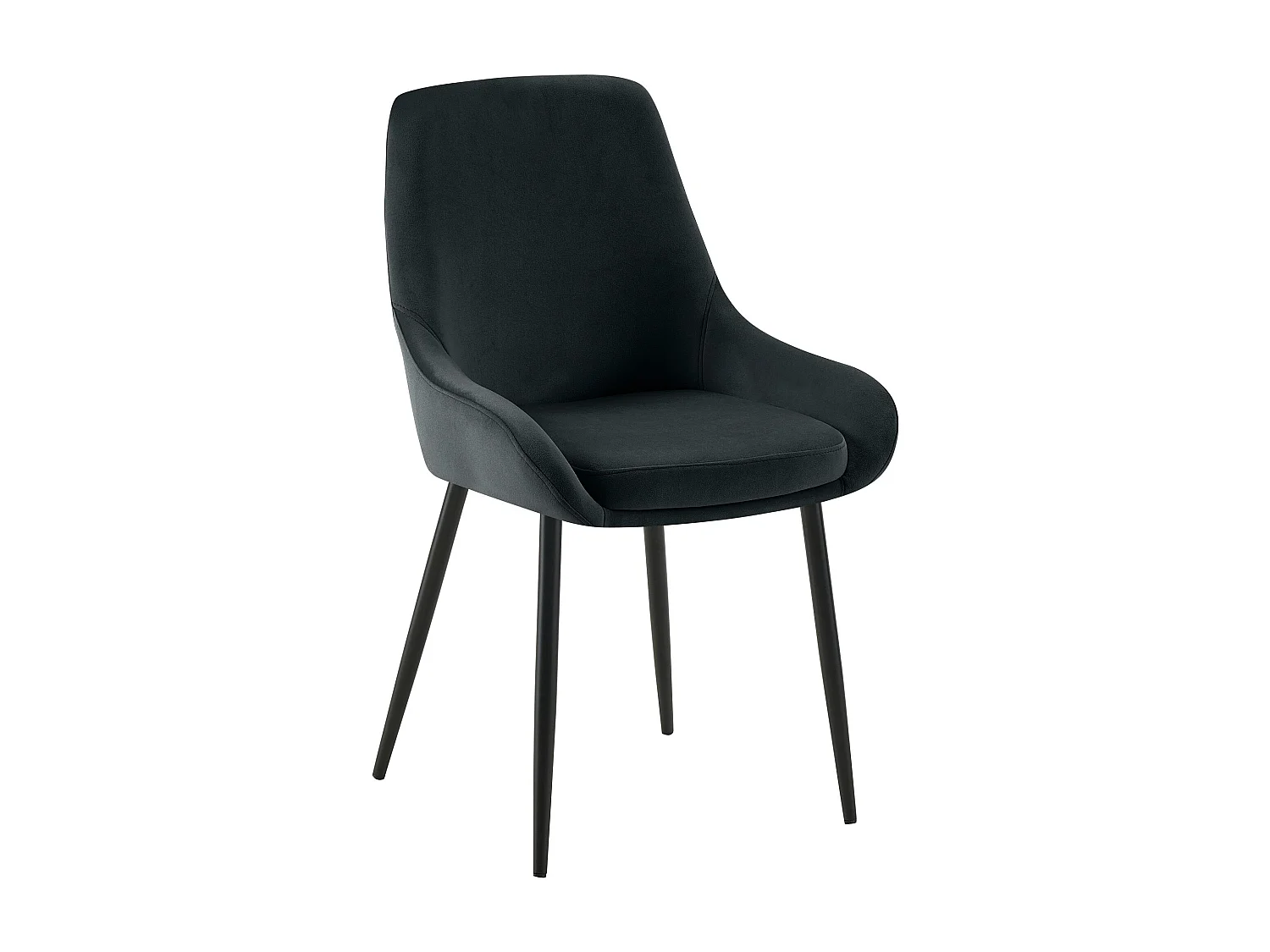 Lot de 2  chaise salle à manger - Velours - Noir - Elmira