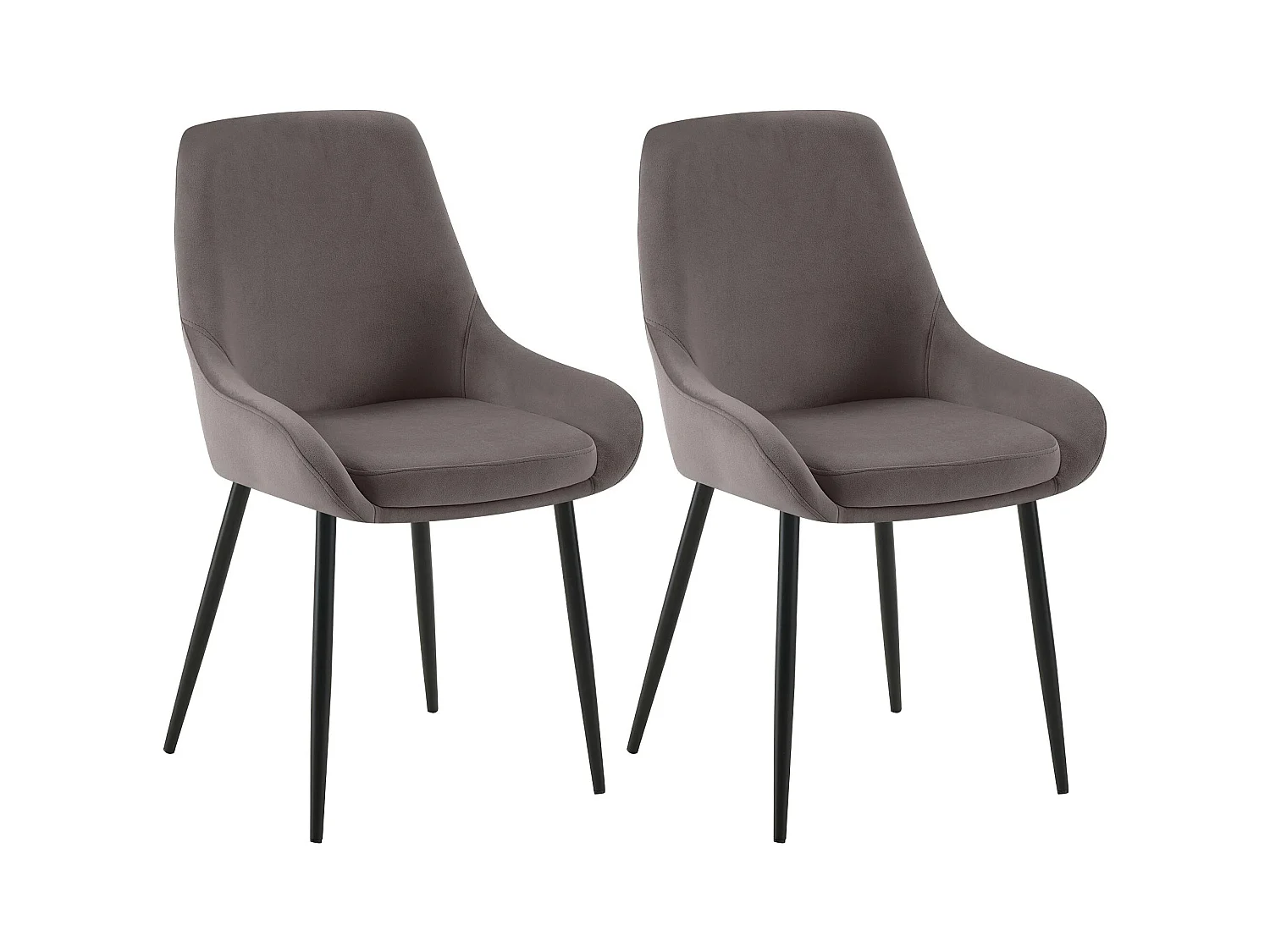 Lot de 2  chaise salle à manger - Velours - Anthracite - Elmira