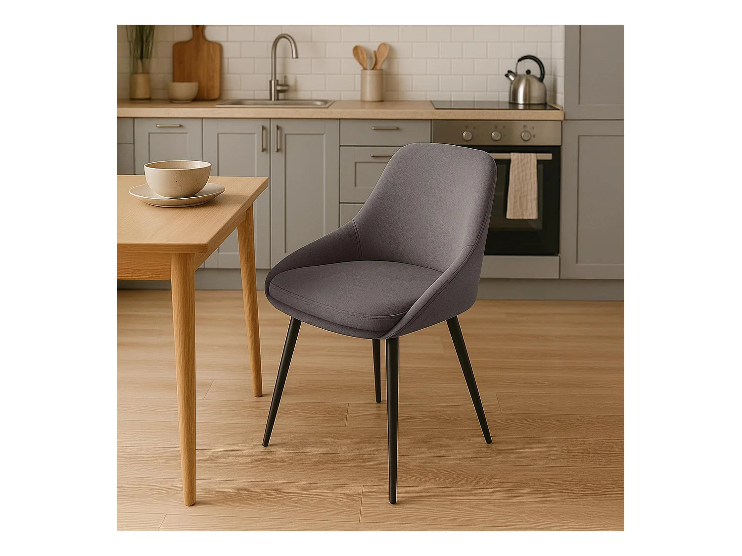 Lot de 2  chaise salle à manger - Velours - Anthracite - Elmira