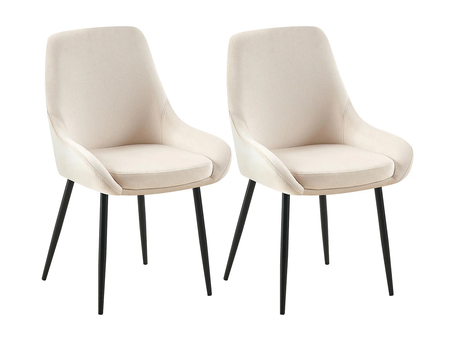 Lot de 2  chaise salle à manger - Velours - Crème - Elmira