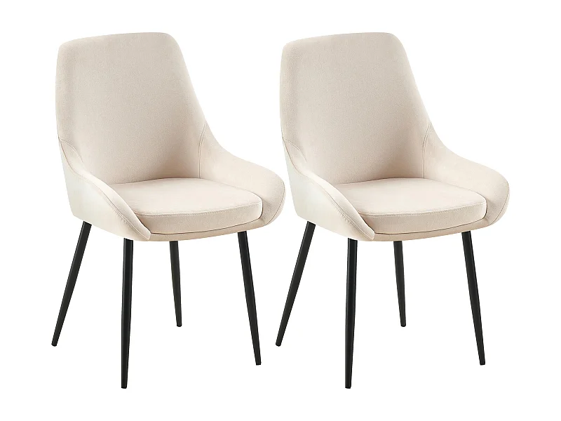 Lot de 2  chaise salle à manger - Velours - Crème - Elmira