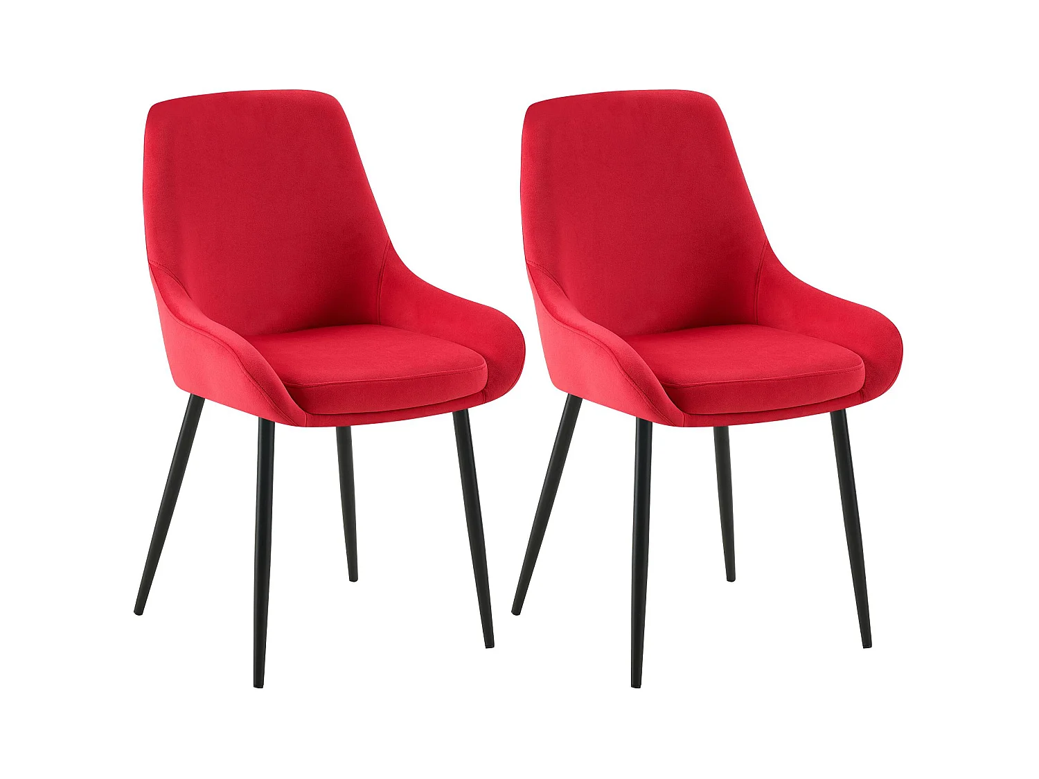 Lot de 2  chaise salle à manger - Velours - Rouge - Elmira