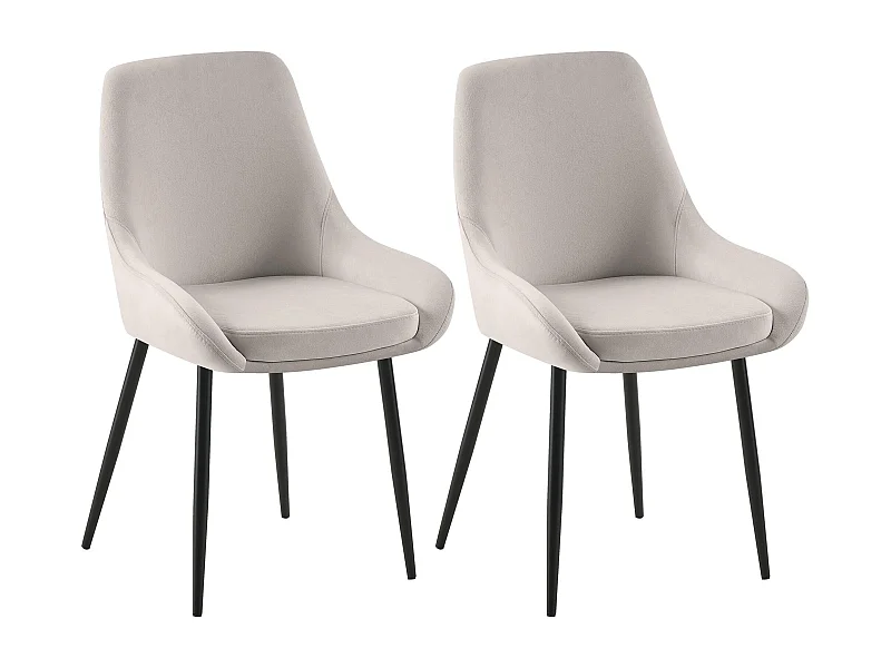 Lot de 2  chaise salle à manger - Velours - Gris - Elmira