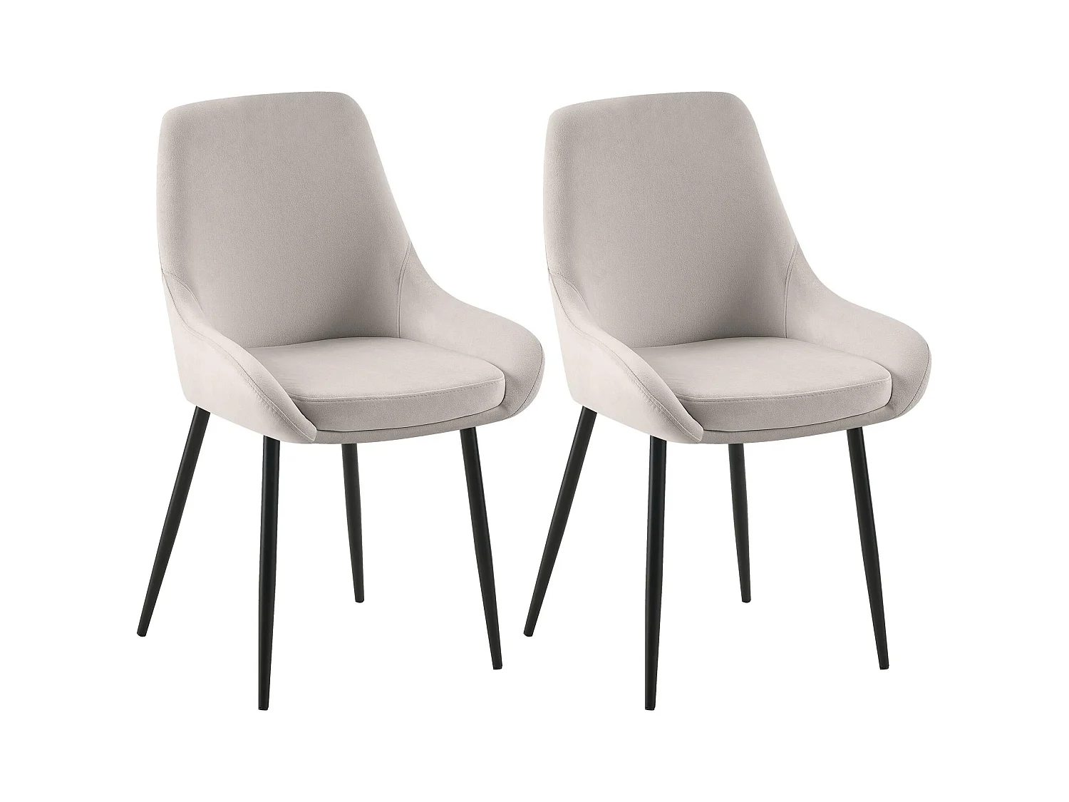 Lot de 2  chaise salle à manger - Velours - Gris - Elmira