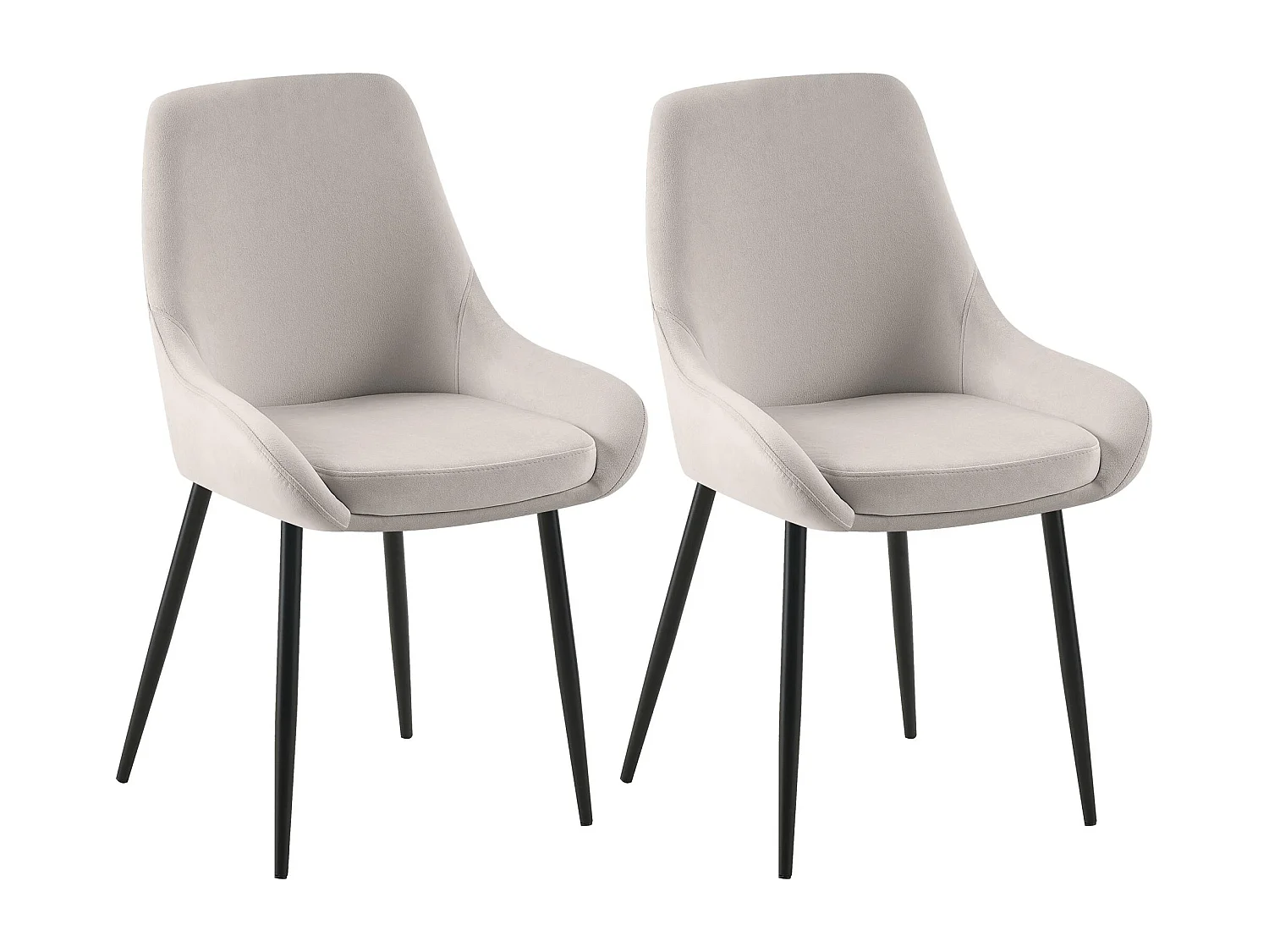 Lot de 2  chaise salle à manger - Velours - Gris - Elmira