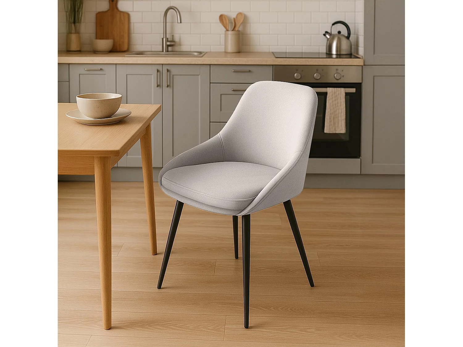 Lot de 2  chaise salle à manger - Velours - Gris - Elmira