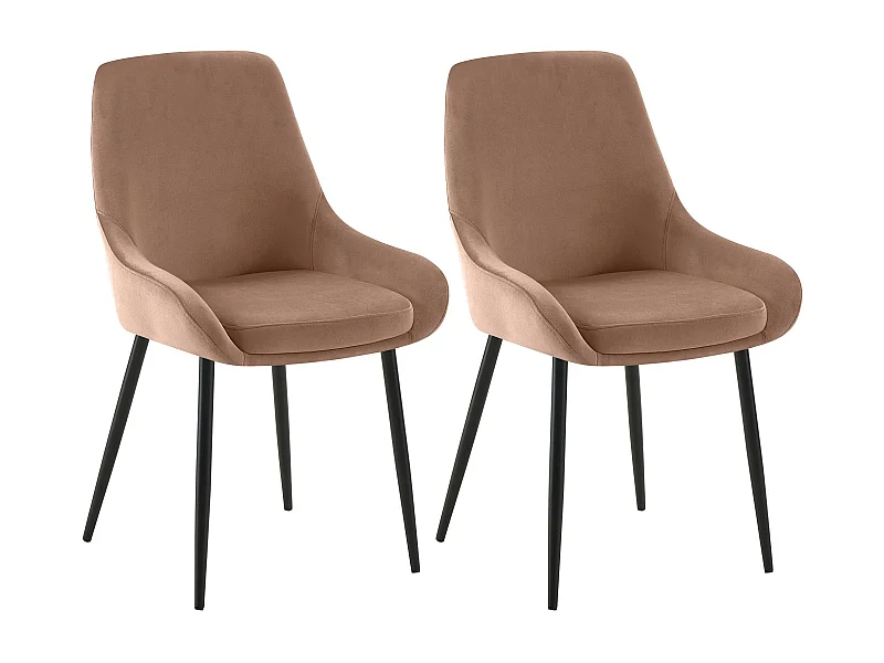 Lot de 2  chaise salle à manger - Velours - Marron - Elmira