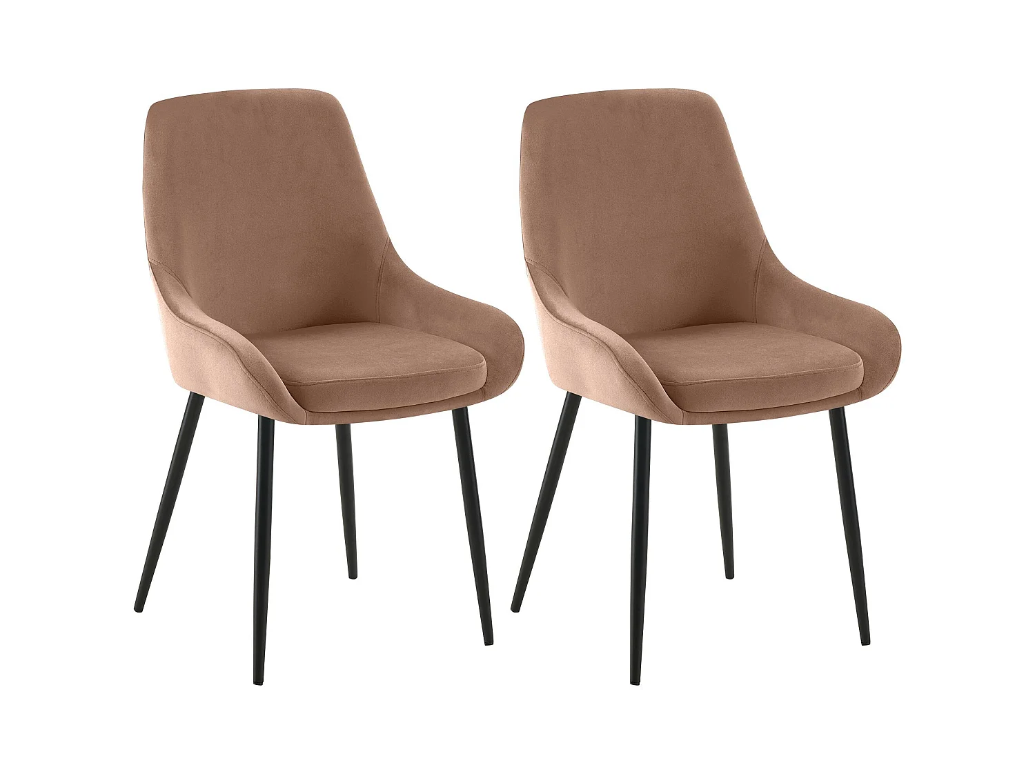 Lot de 2  chaise salle à manger - Velours - Marron - Elmira