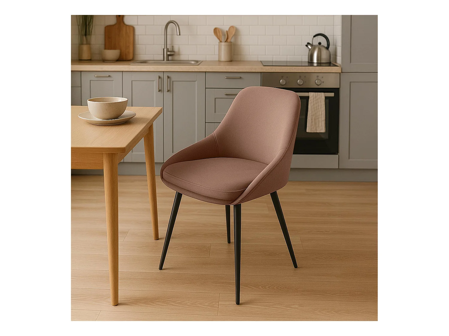 Lot de 2  chaise salle à manger - Velours - Marron - Elmira