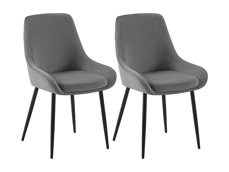 Lot de 2  chaise salle à manger - Velours - Gris foncé - Elmira