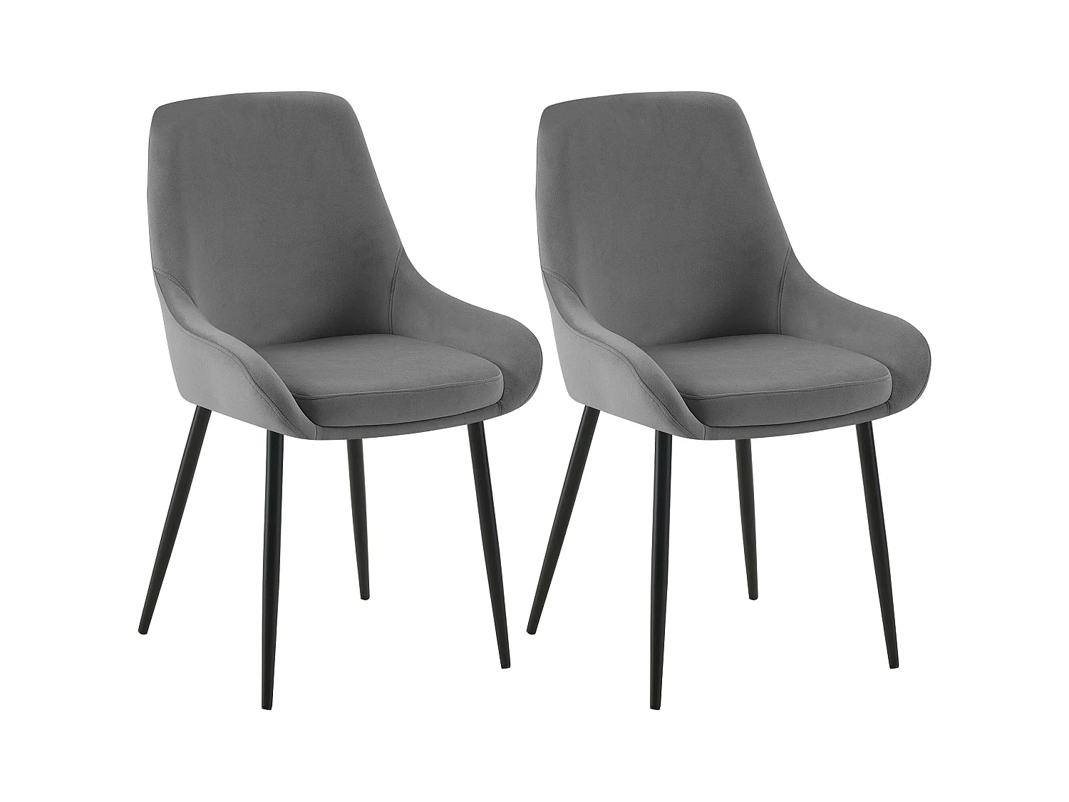Lot de 2  chaise salle à manger - Velours - Gris foncé - Elmira