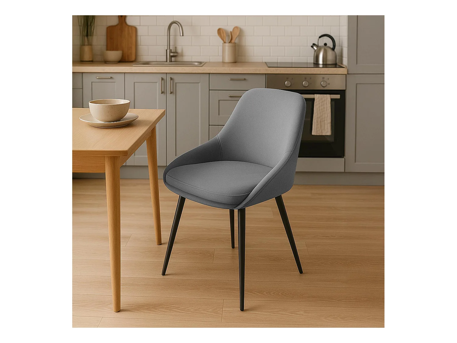 Lot de 2  chaise salle à manger - Velours - Gris foncé - Elmira