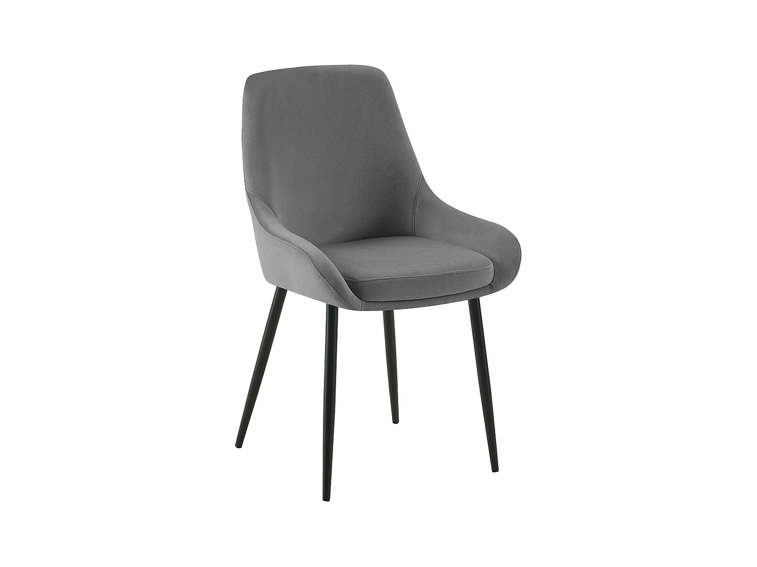 Lot de 2  chaise salle à manger - Velours - Gris foncé - Elmira
