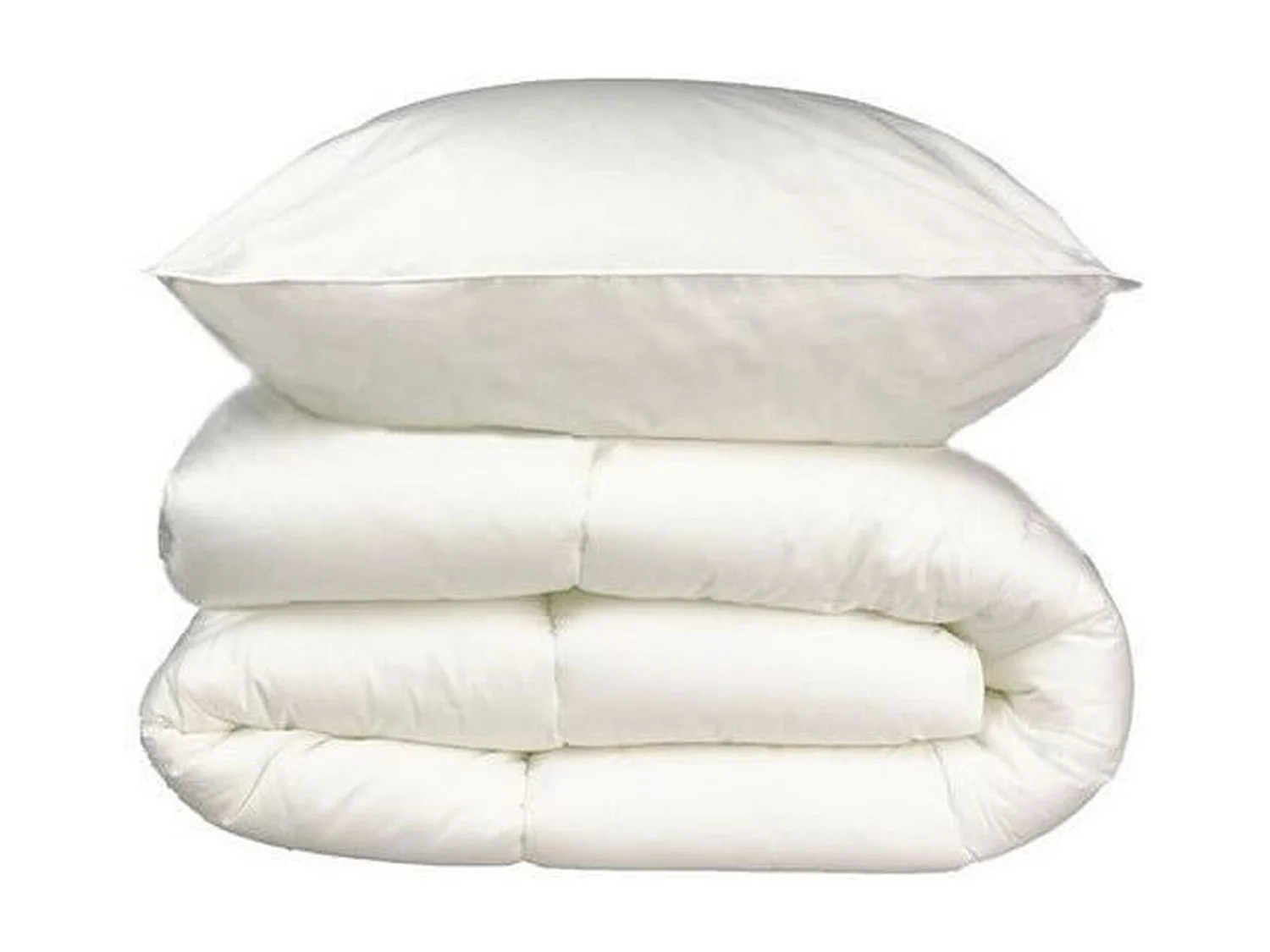 Linge de lit Microfibre - 1 Couette chaude 140 x 200 cm + 1 Oreiller 60 x 60 cm blanc