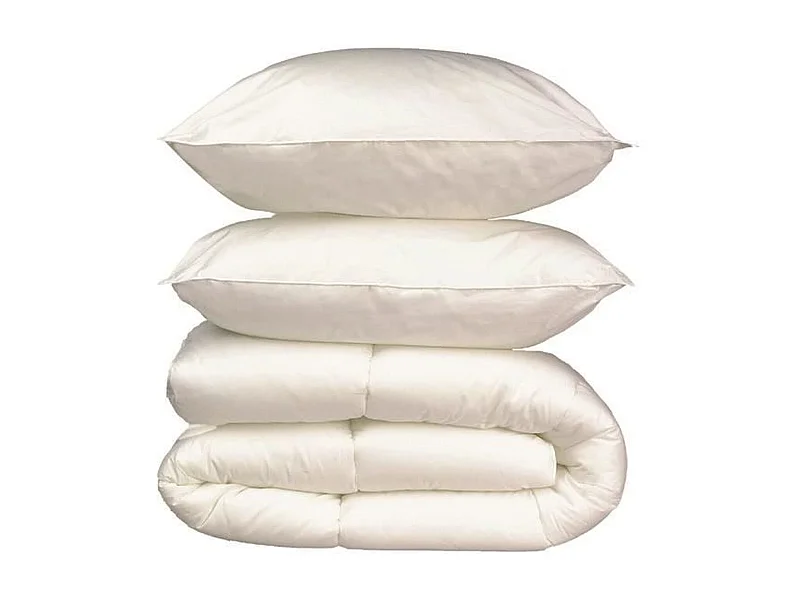 MikrofaserBettwäsche – 1 warme Bettdecke 200 x 200 cm + 2 Kissen 60 x 60 cm weiß