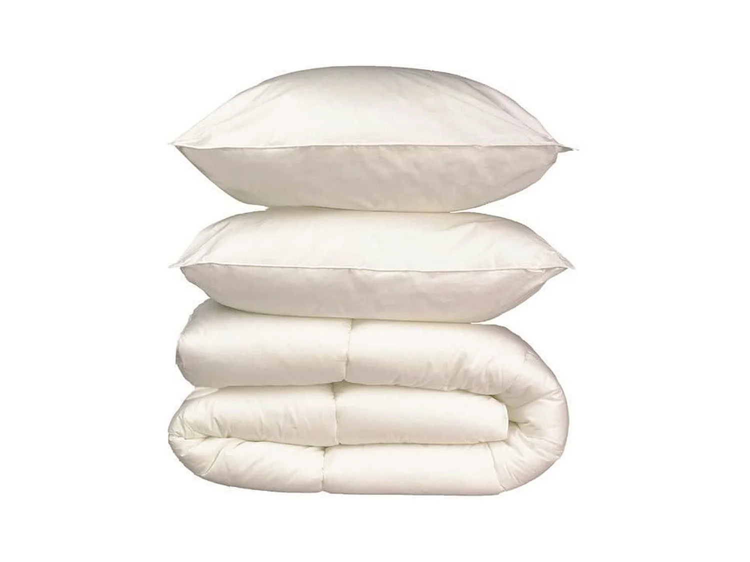 Linge de lit Microfibre - 1 Couette chaude 220 x 240 cm + 2 Oreillers 60 x 60 cm blanc