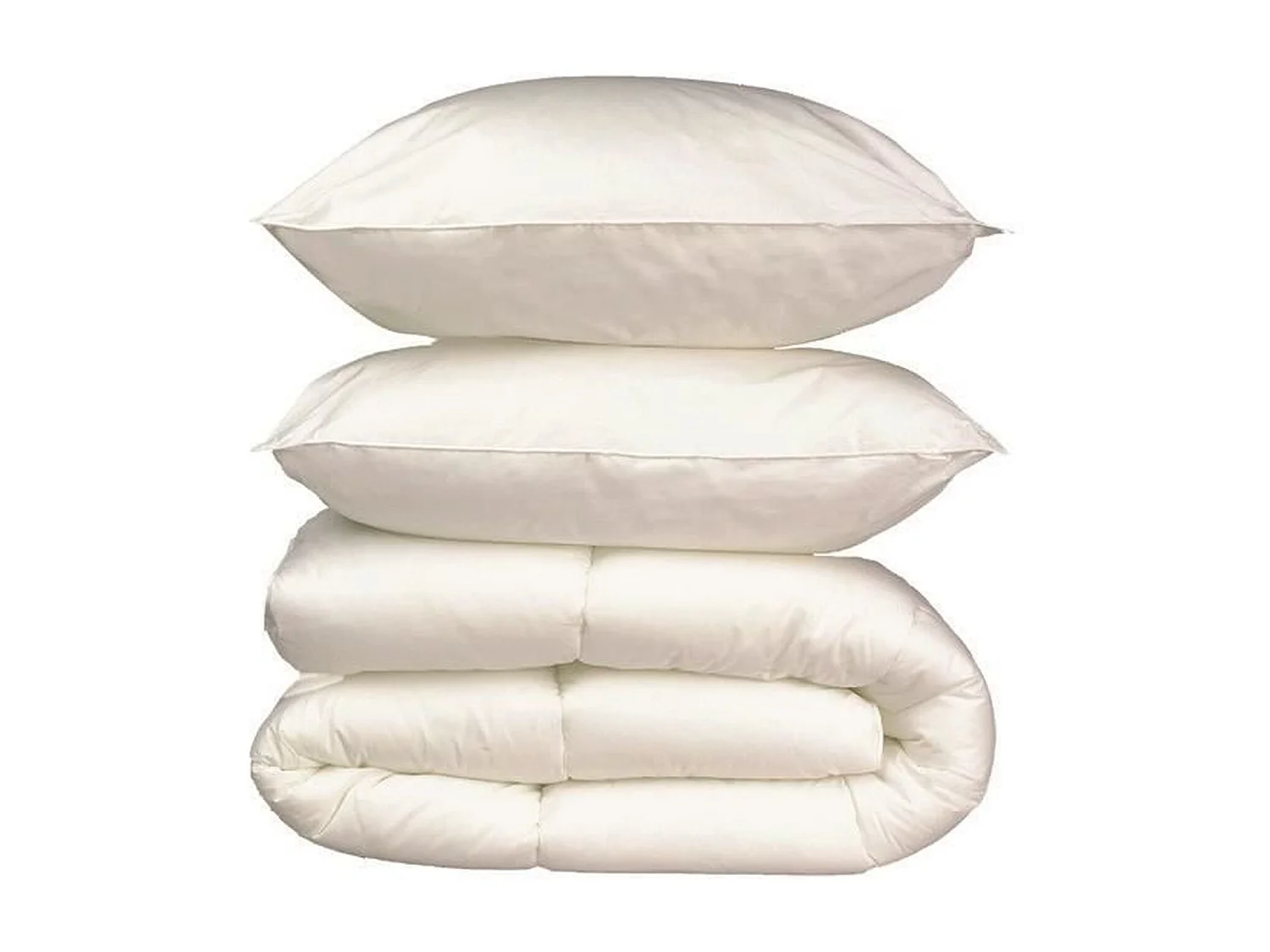 Linge de lit Microfibre - 1 Couette 240 x 260 cm + 2 Oreillers 60 x 60 cm blanc