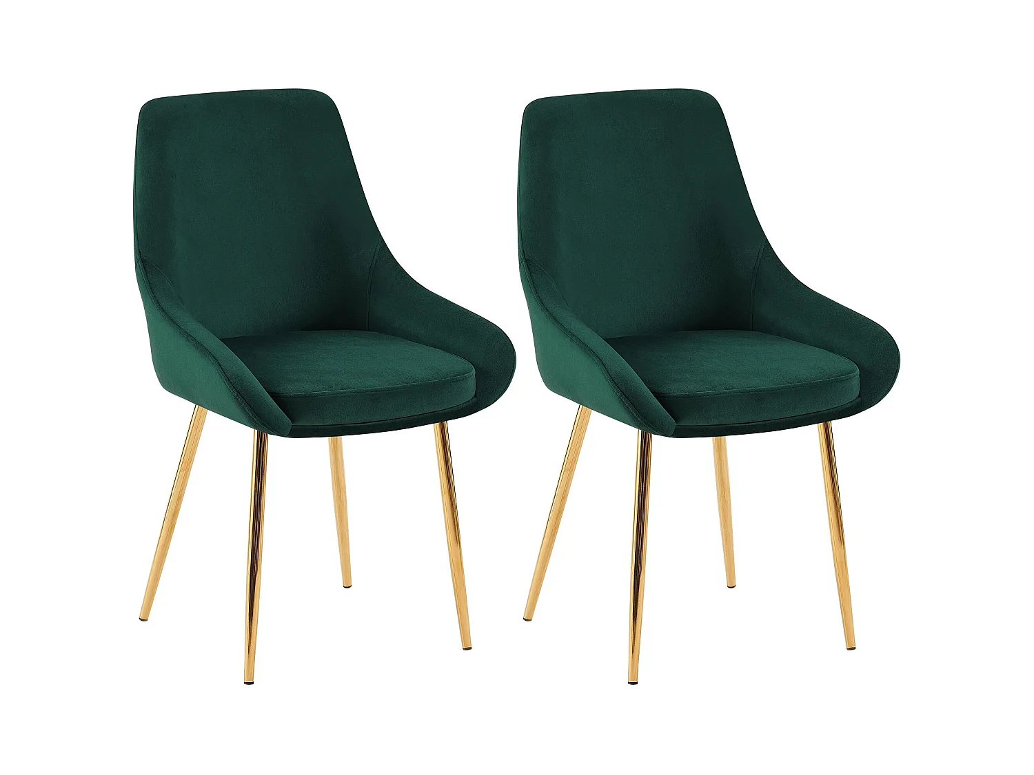 Lot de 2  chaise salle à manger - Velours - Vert - Elmira