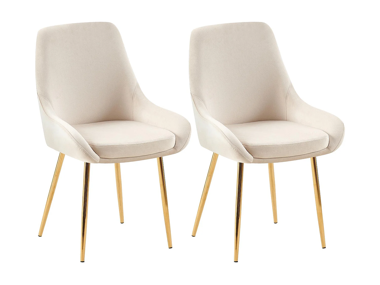 Lot de 2  chaise salle à manger - Velours - Crème - Elmira