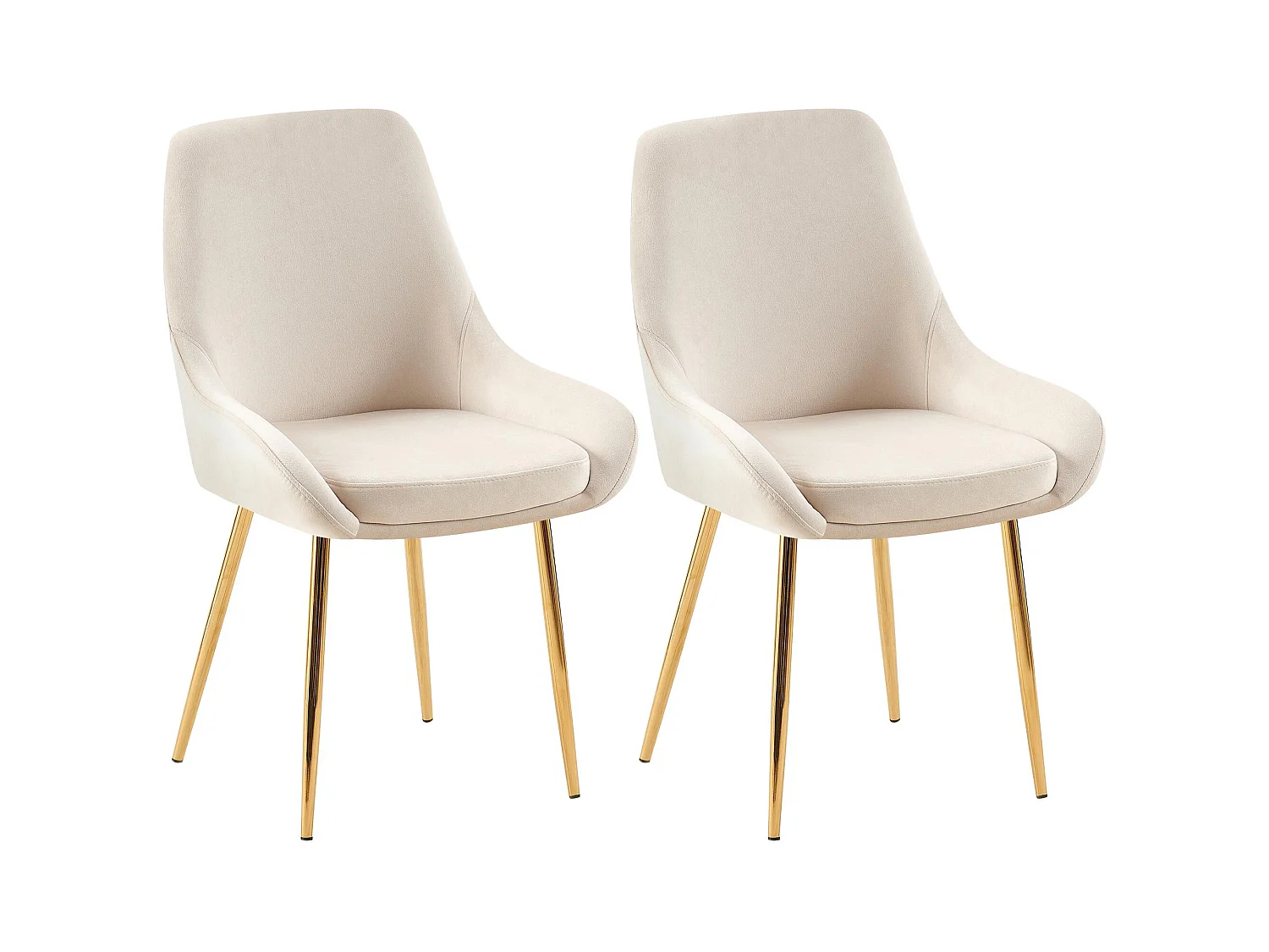Lot de 2  chaise salle à manger - Velours - Crème - Elmira