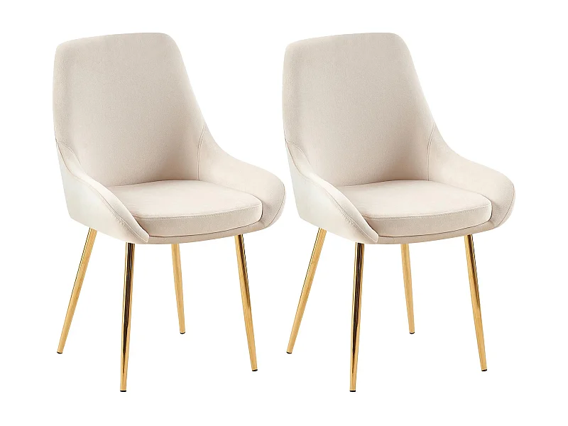 Lot de 2  chaise salle à manger - Velours - Crème - Elmira