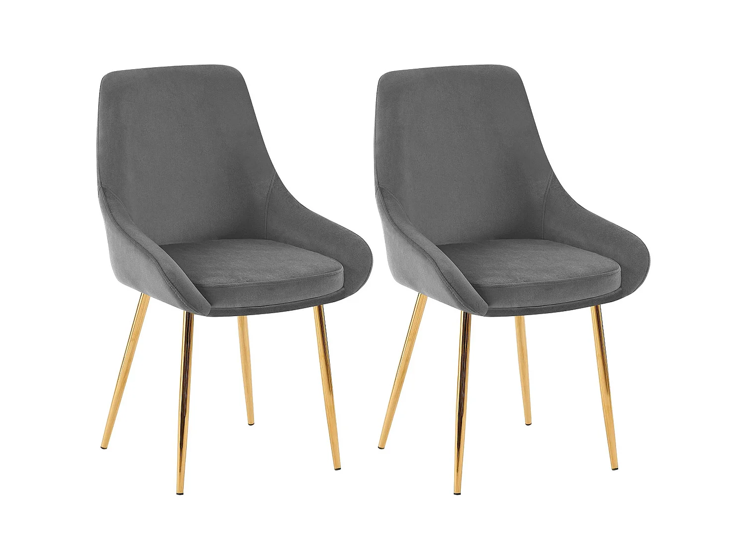Lot de 2  chaise salle à manger - Velours - Gris foncé - Elmira