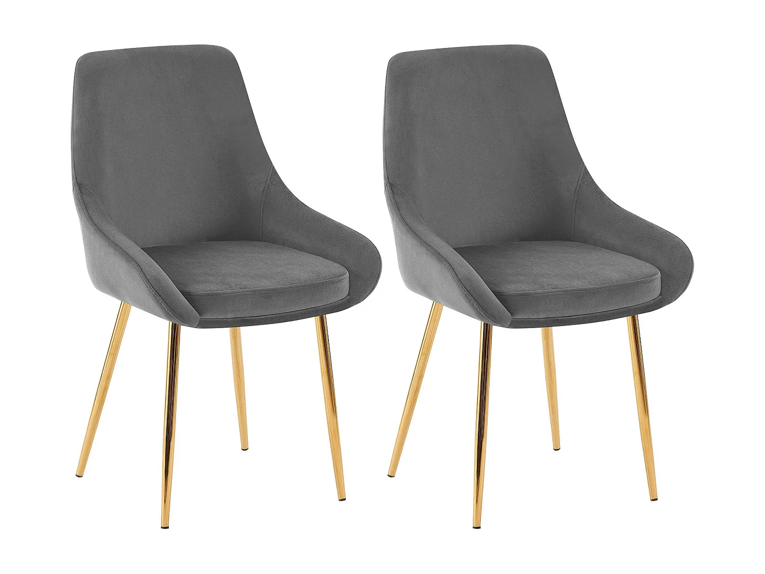 Lot de 2  chaise salle à manger - Velours - Gris foncé - Elmira
