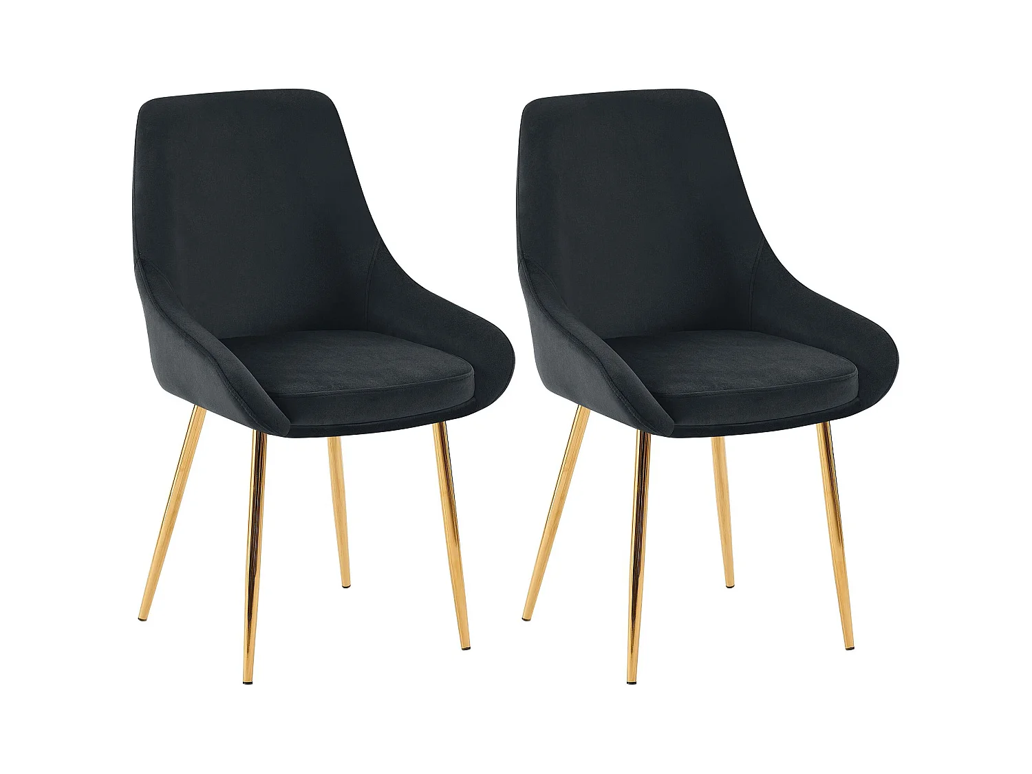 Lot de 2  chaise salle à manger - Velours - Noir - Elmira