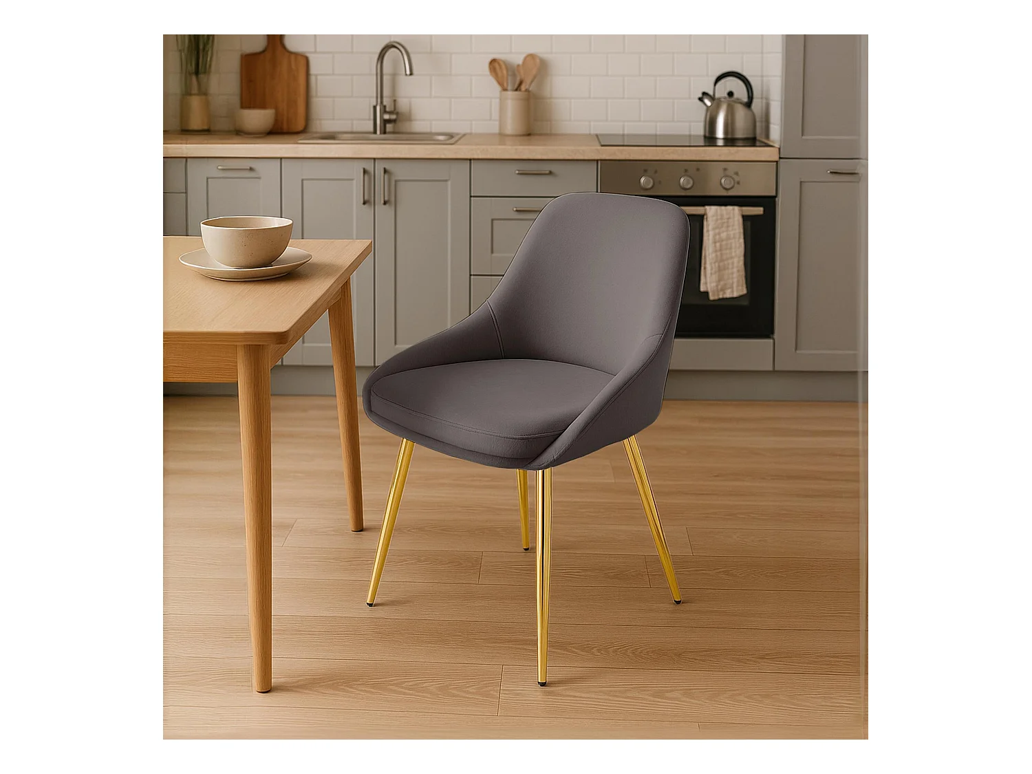 Lot de 2  chaise salle à manger - Velours - Anthracite - Elmira