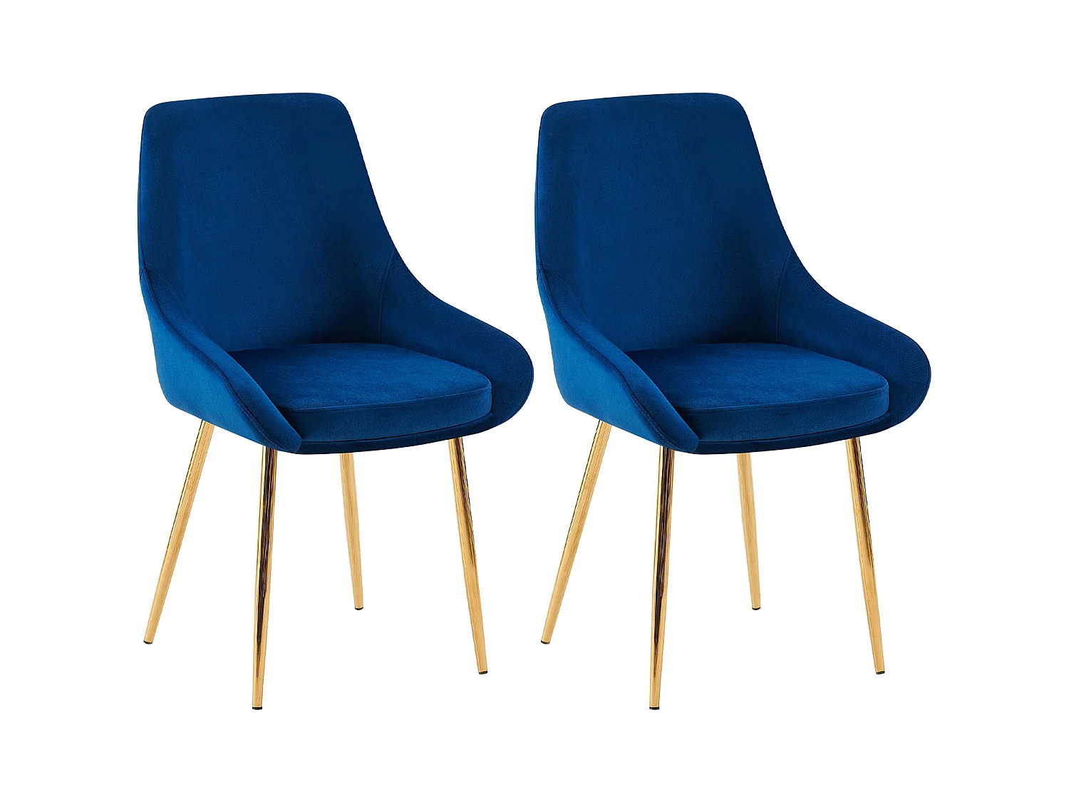 Lot de 2  chaise salle à manger - Velours - Bleu foncé - Elmira