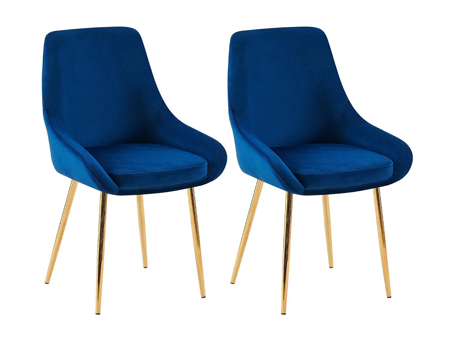 Lot de 2  chaise salle à manger - Velours - Bleu foncé - Elmira