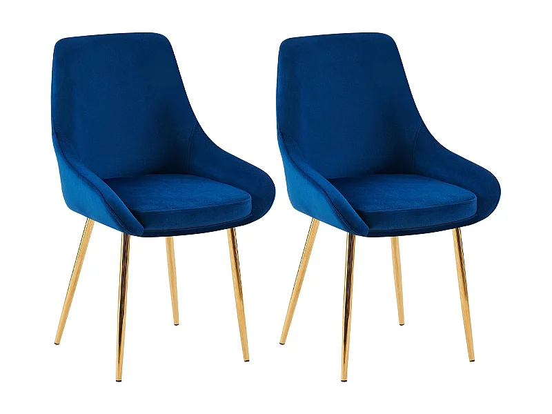 Lot de 2  chaise salle à manger - Velours - Bleu foncé - Elmira