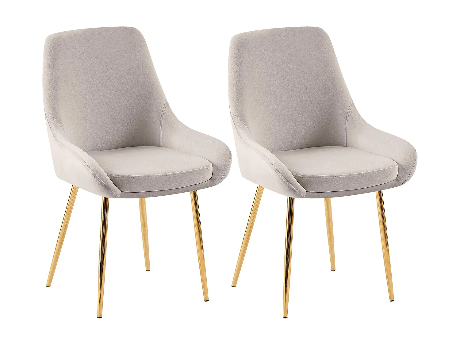 Lot de 2  chaise salle à manger - Velours - Gris - Elmira