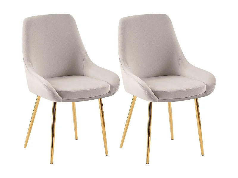 Lot de 2  chaise salle à manger - Velours - Gris - Elmira