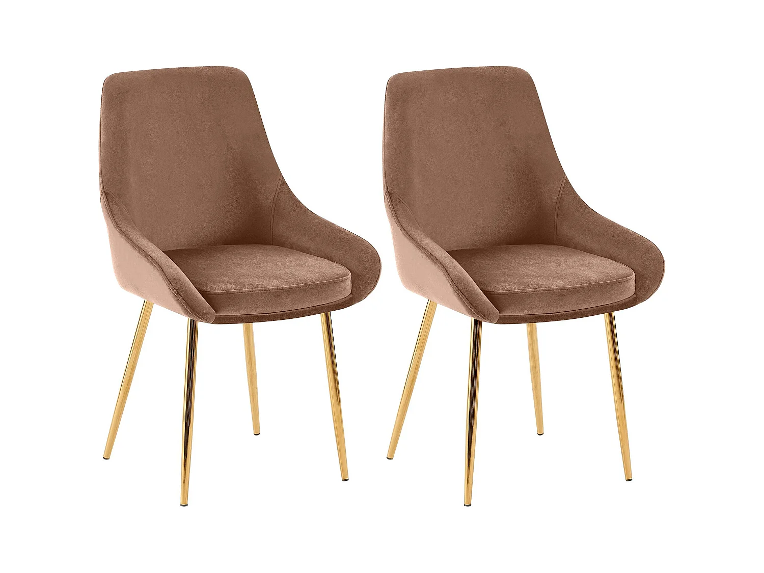 Lot de 2  chaise salle à manger - Velours - Marron - Elmira