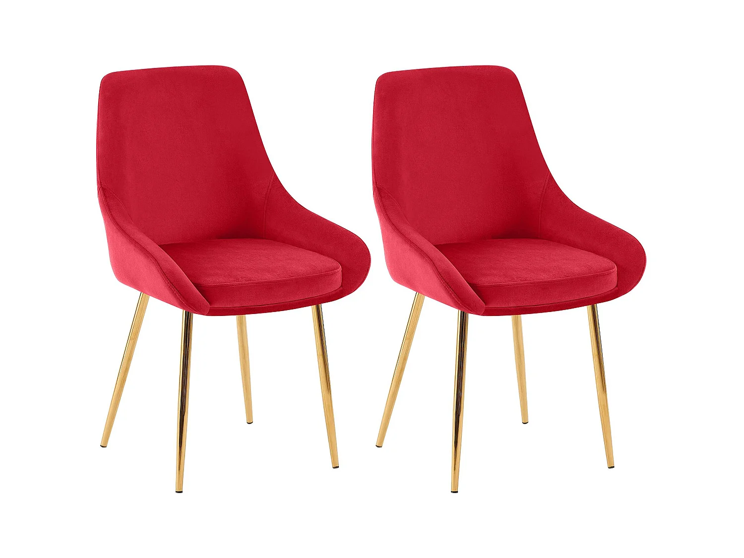 Lot de 2  chaise salle à manger - Velours - Rouge - Elmira