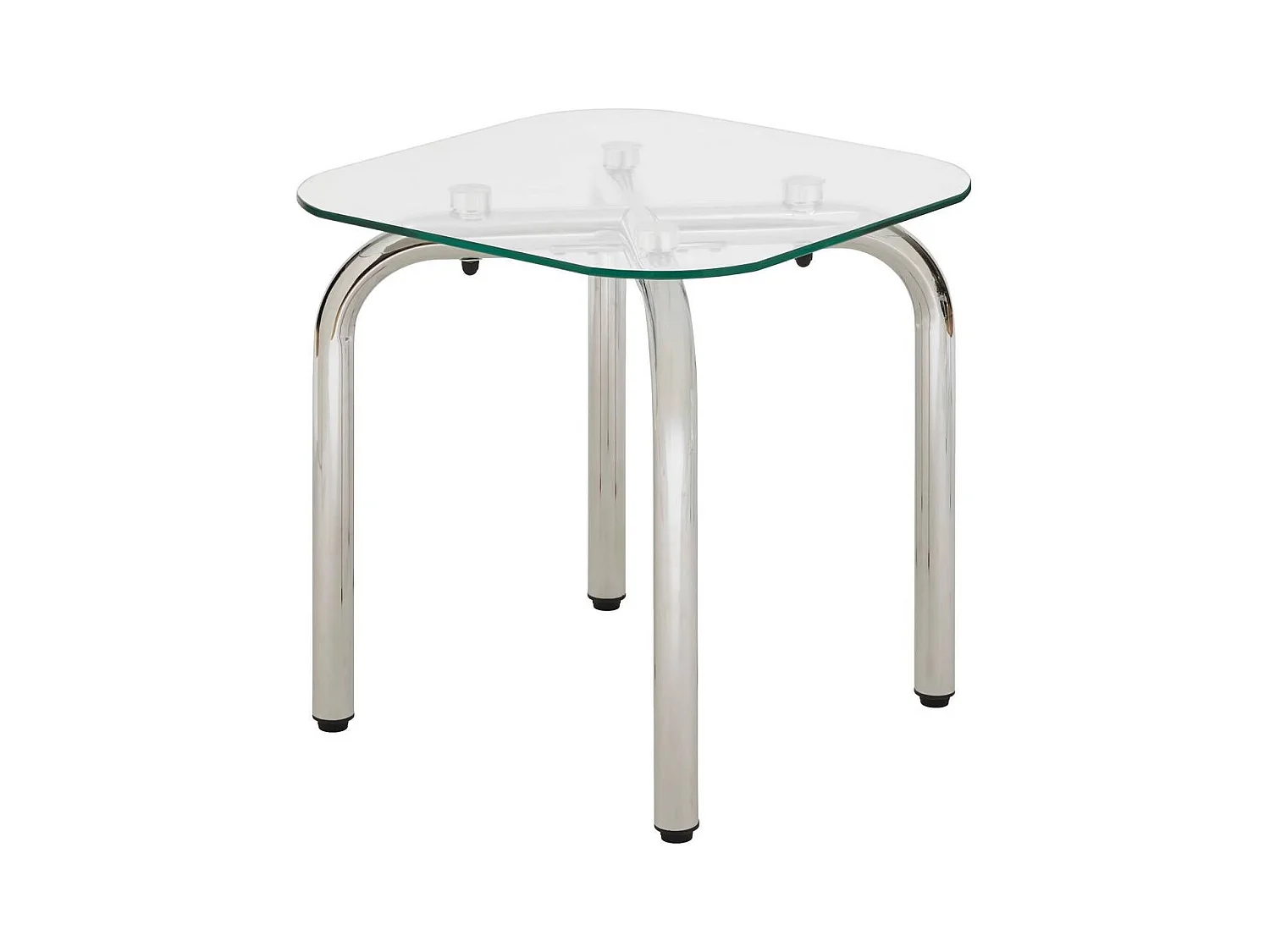 Lot de 2 tables basse en verre et métal chromé - Longueur 50 x largeur.50 x Hauteur 49,5/39,5 cm