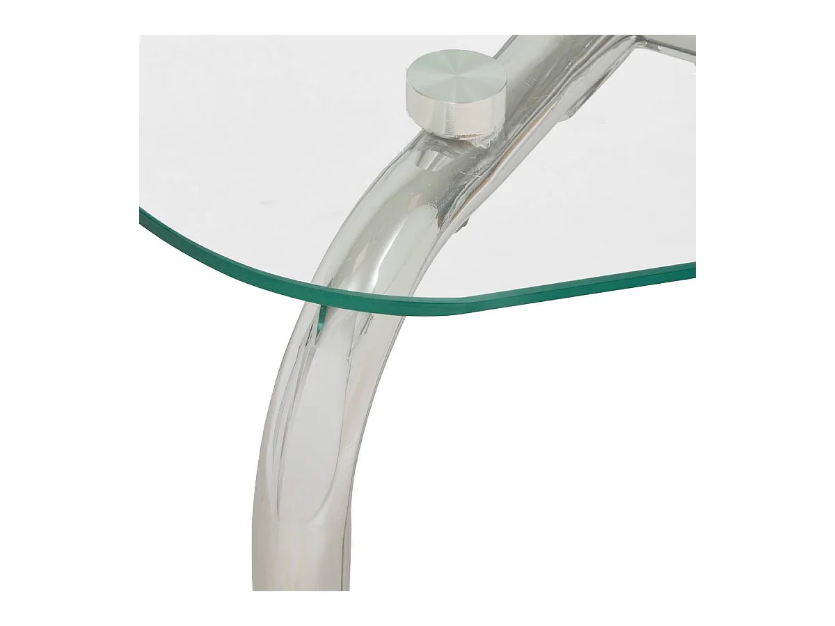 Lot de 2 tables basse en verre et métal chromé - Longueur 50 x largeur.50 x Hauteur 49,5/39,5 cm