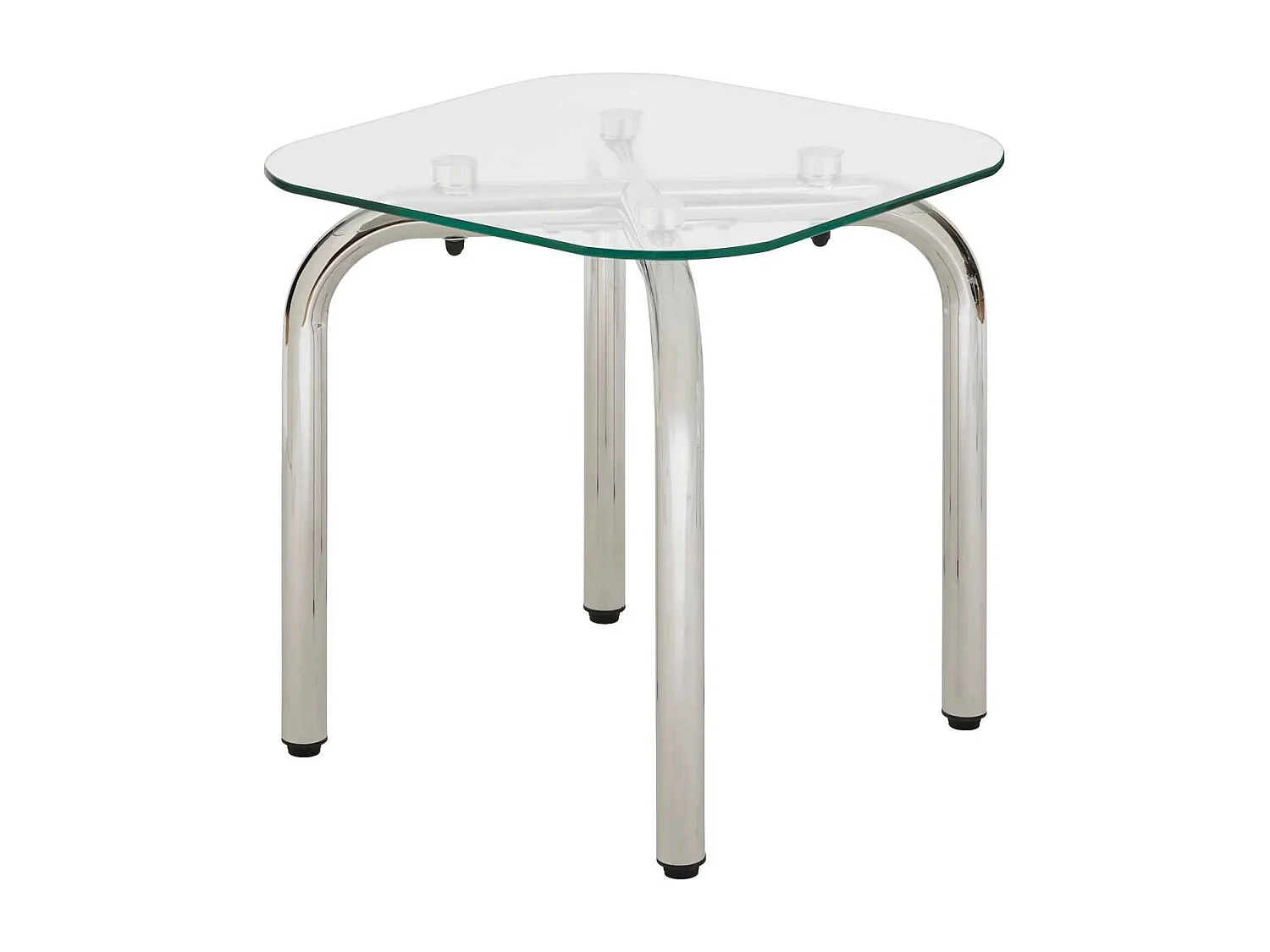 Lot de 2 tables basse en verre et métal chromé - Longueur 50 x largeur.50 x Hauteur 49,5/39,5 cm
