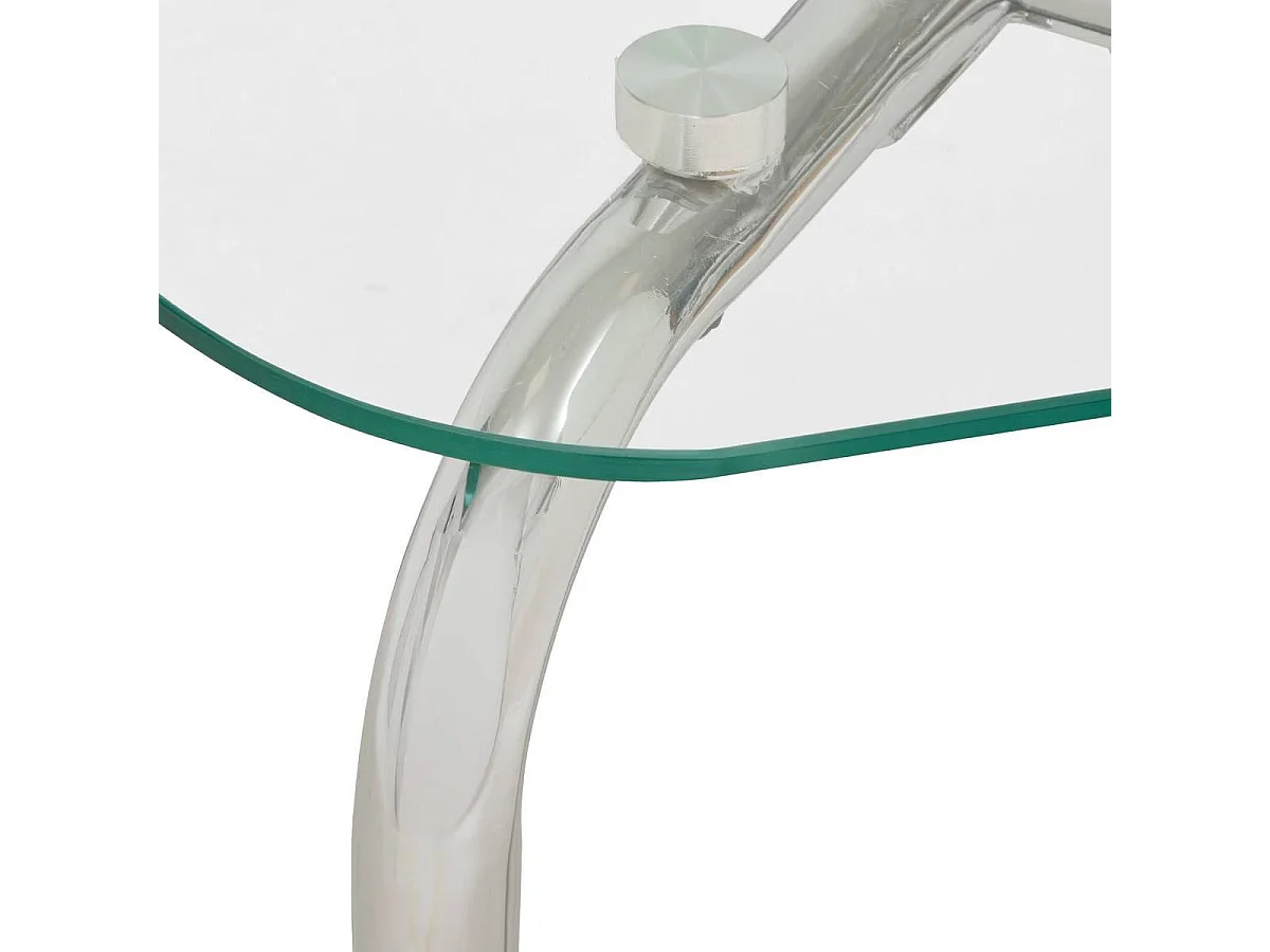 Lot de 2 tables basse en verre et métal chromé - Longueur 50 x largeur.50 x Hauteur 49,5/39,5 cm