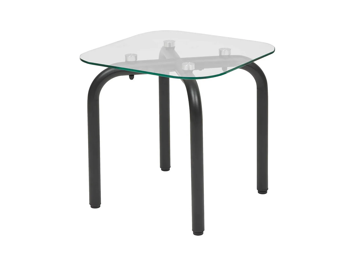 Lot de 2 tables basse en verre et métal noir - Longueur 50 x largeur.50 x Hauteur 49,5/39,5 cm